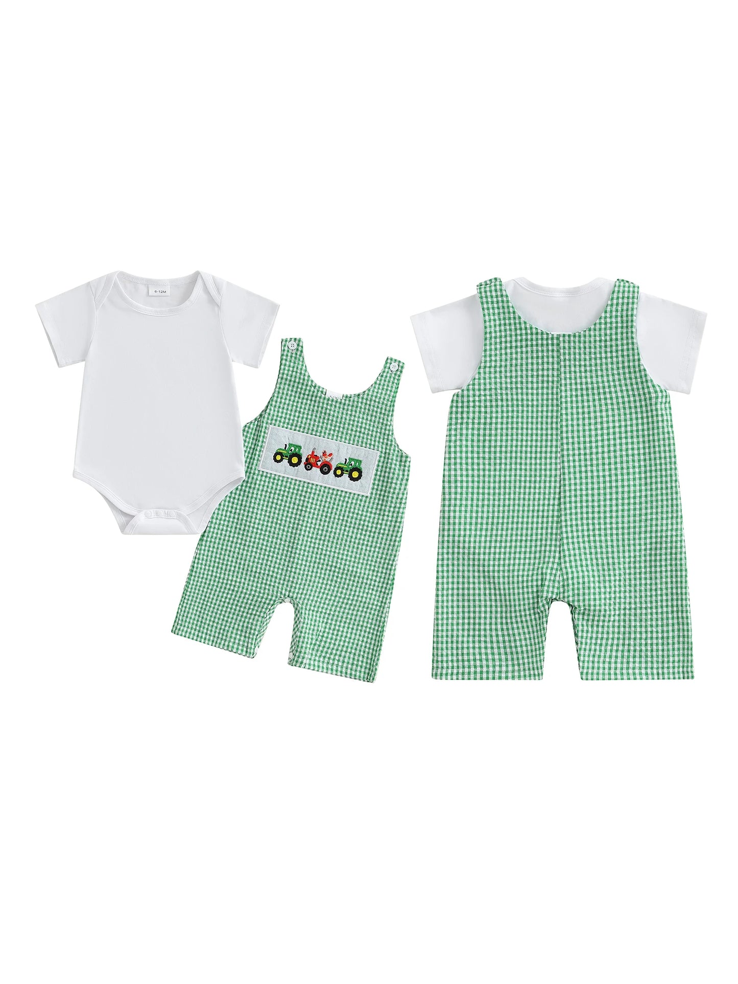 Toddler Boy Casual Outfit Short Sleeve Round Neck T-shirt Denim Overalls 2Pcs Set for Summer Beach Trip