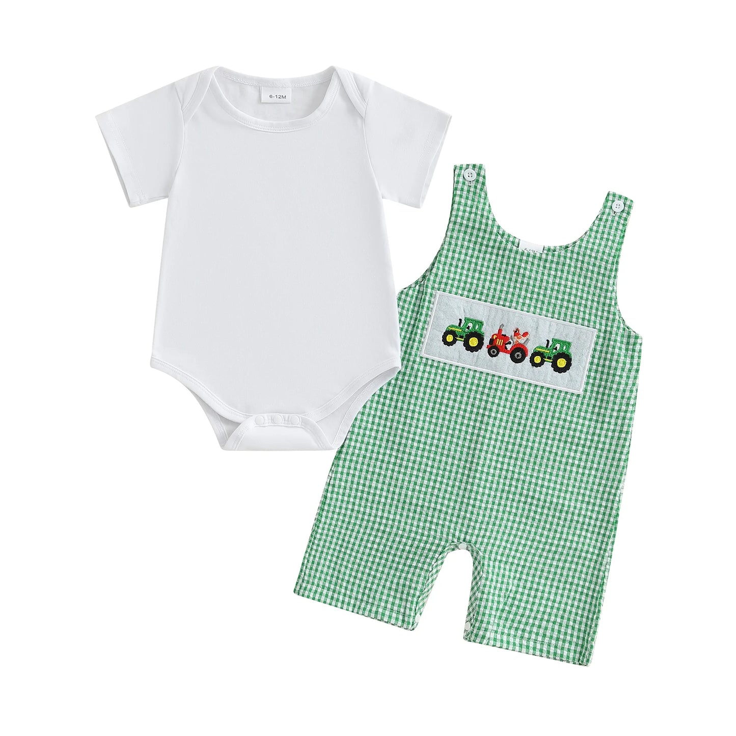 Toddler Boy Casual Outfit Short Sleeve Round Neck T-shirt Denim Overalls 2Pcs Set for Summer Beach Trip