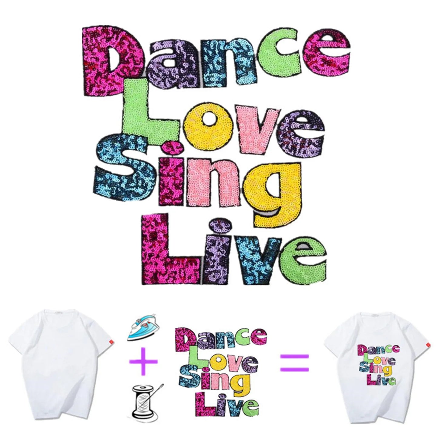 Clothing Women Shirt Top Diy Letter Patch Cartoon Sequins Deal With It T-shirt Iron On Patches For Clothes Stickers